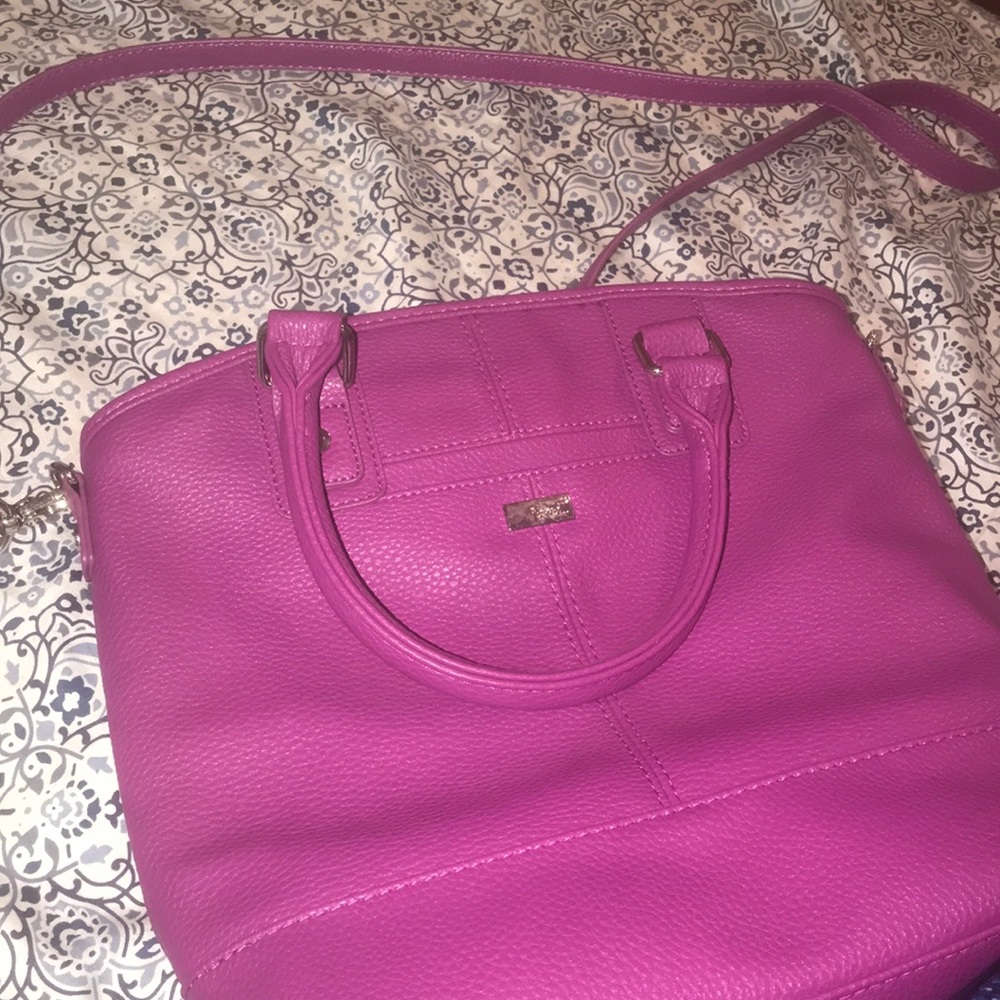 A purple shoulder bag